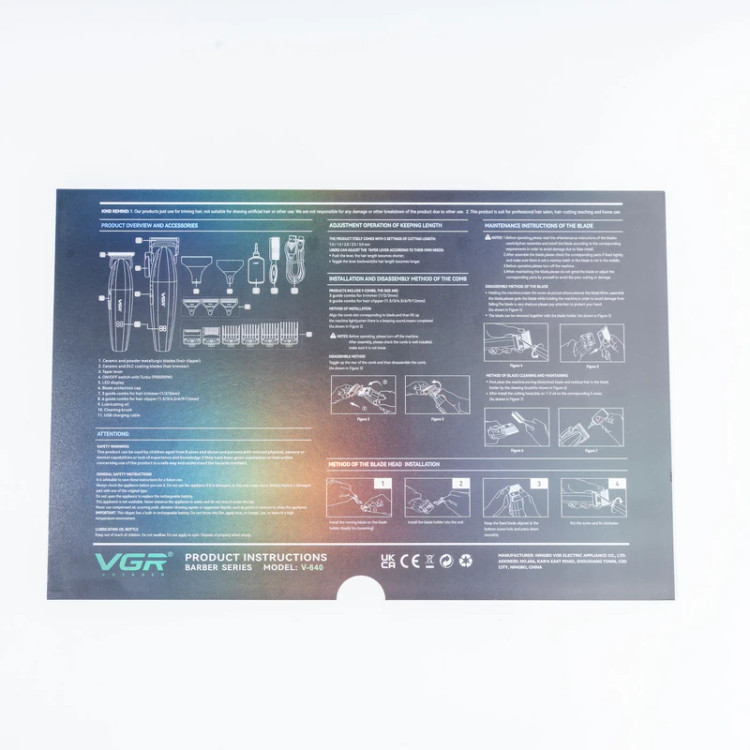 عکس محصول: ست ماشین اصلاح موی سر و صورت وی جی آر مدل V-640 با تیغه سرامیک DLC